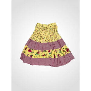 Floral Chic Tiered Gingham vintage midi/knee Skirt MEDIUM